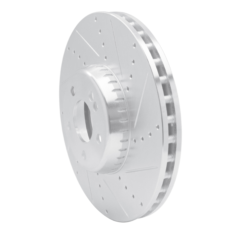 Mercedes-Benz C350E Brake Rotor (1) - Front Right - R1 Concepts - Drilled & Slotted - Silver - `15-`23